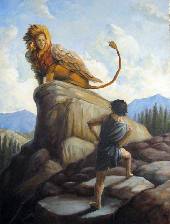 Oedipus encounters the Sphinx